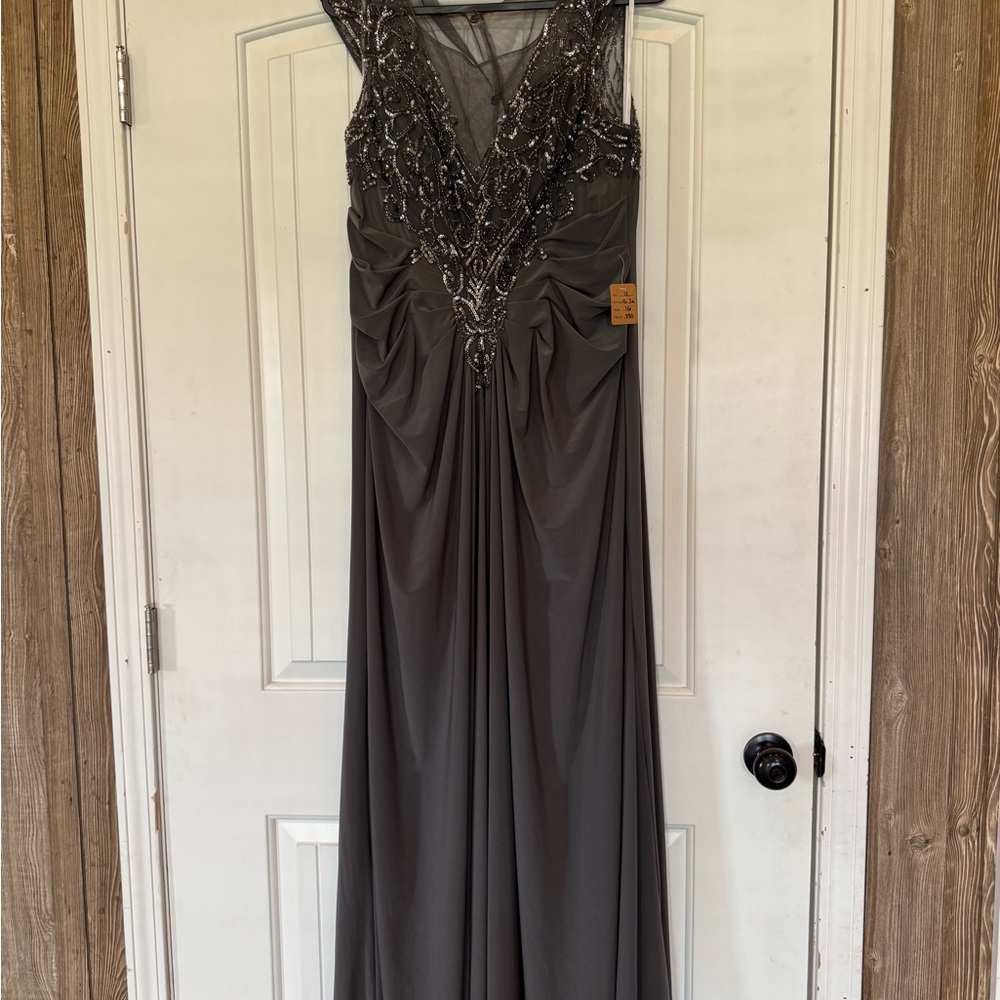 Charcoal Embellished Evening Dress